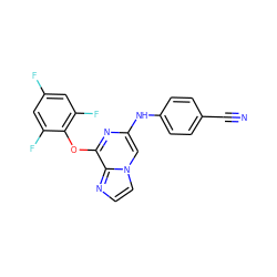 N#Cc1ccc(Nc2cn3ccnc3c(Oc3c(F)cc(F)cc3F)n2)cc1 ZINC000299857641