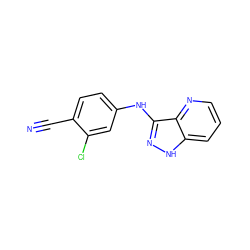 N#Cc1ccc(Nc2n[nH]c3cccnc23)cc1Cl ZINC000118722470