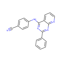 N#Cc1ccc(Nc2nc(-c3ccccc3)nc3ncccc23)cc1 ZINC001772657097