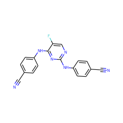 N#Cc1ccc(Nc2ncc(F)c(Nc3ccc(C#N)cc3)n2)cc1 ZINC000034603404