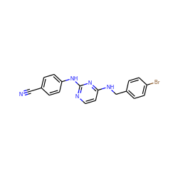 N#Cc1ccc(Nc2nccc(NCc3ccc(Br)cc3)n2)cc1 ZINC000473248441