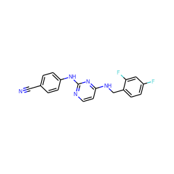 N#Cc1ccc(Nc2nccc(NCc3ccc(F)cc3F)n2)cc1 ZINC000473248098