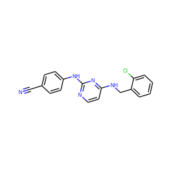 N#Cc1ccc(Nc2nccc(NCc3ccccc3Cl)n2)cc1 ZINC000243455481