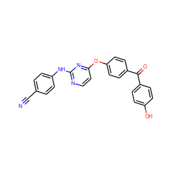 N#Cc1ccc(Nc2nccc(Oc3ccc(C(=O)c4ccc(O)cc4)cc3)n2)cc1 ZINC000096923774