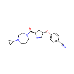 N#Cc1ccc(O[C@@H]2CN[C@@H](C(=O)N3CCCN(C4CC4)CC3)C2)cc1 ZINC000049088453