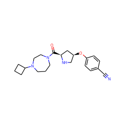 N#Cc1ccc(O[C@H]2CN[C@@H](C(=O)N3CCCN(C4CCC4)CC3)C2)cc1 ZINC000049113993