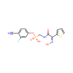 N#Cc1ccc(O[P@](=O)(O)CNC(=O)C(=NO)c2cccs2)cc1F ZINC000299807597
