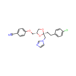 N#Cc1ccc(OC[C@@H]2CO[C@@](CCc3ccc(Cl)cc3)(Cn3ccnc3)O2)cc1 ZINC000040406025