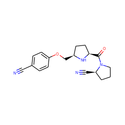 N#Cc1ccc(OC[C@H]2CC[C@@H](C(=O)N3CCC[C@H]3C#N)N2)cc1 ZINC000014947544