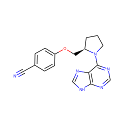 N#Cc1ccc(OC[C@H]2CCCN2c2ncnc3[nH]cnc23)cc1 ZINC000034865637