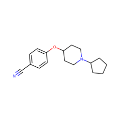 N#Cc1ccc(OC2CCN(C3CCCC3)CC2)cc1 ZINC000013613415