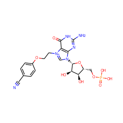 N#Cc1ccc(OCC[n+]2cn([C@@H]3O[C@H](COP(=O)(O)O)[C@@H](O)[C@H]3O)c3nc(N)[nH]c(=O)c32)cc1 ZINC000084652586