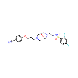 N#Cc1ccc(OCCCN2C[C@H]3CN(CCNS(=O)(=O)c4ccc(F)cc4F)C[C@@H](C2)O3)cc1 ZINC000034663390