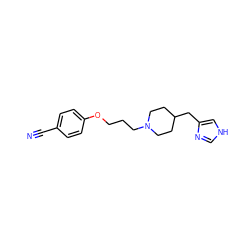 N#Cc1ccc(OCCCN2CCC(Cc3c[nH]cn3)CC2)cc1 ZINC000028563887