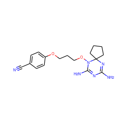 N#Cc1ccc(OCCCON2C(N)=NC(N)=NC23CCCC3)cc1 ZINC000072105044