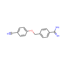 N#Cc1ccc(OCc2ccc(C(=N)N)cc2)cc1 ZINC000169321604