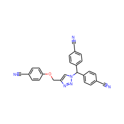 N#Cc1ccc(OCc2cn(C(c3ccc(C#N)cc3)c3ccc(C#N)cc3)nn2)cc1 ZINC000072182181