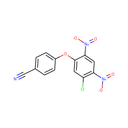 N#Cc1ccc(Oc2cc(Cl)c([N+](=O)[O-])cc2[N+](=O)[O-])cc1 ZINC000084742006