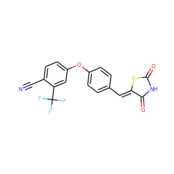 N#Cc1ccc(Oc2ccc(/C=C3\SC(=O)NC3=O)cc2)cc1C(F)(F)F ZINC000066073621