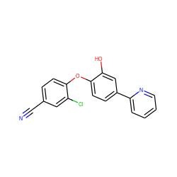 N#Cc1ccc(Oc2ccc(-c3ccccn3)cc2O)c(Cl)c1 ZINC000029060894