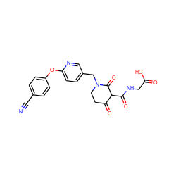 N#Cc1ccc(Oc2ccc(CN3CCC(=O)C(C(=O)NCC(=O)O)C3=O)cn2)cc1 ZINC000208153013