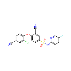 N#Cc1ccc(Oc2ccc(S(=O)(=O)Nc3ccc(F)cn3)cc2C#N)c(Cl)c1 ZINC000473198612