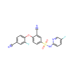 N#Cc1ccc(Oc2ccc(S(=O)(=O)Nc3ccc(F)cn3)cc2C#N)c(F)c1 ZINC000473197564