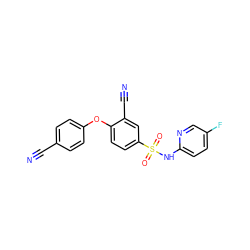 N#Cc1ccc(Oc2ccc(S(=O)(=O)Nc3ccc(F)cn3)cc2C#N)cc1 ZINC000473199293