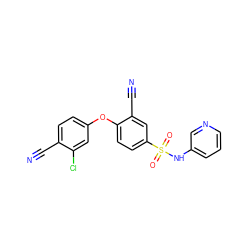 N#Cc1ccc(Oc2ccc(S(=O)(=O)Nc3cccnc3)cc2C#N)cc1Cl ZINC000473194464