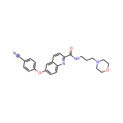 N#Cc1ccc(Oc2ccc3nc(C(=O)NCCCN4CCOCC4)ccc3c2)cc1 ZINC000584629703