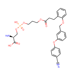 N#Cc1ccc(Oc2cccc(COc3ccccc3CCC(=O)OCCCO[P@](=O)(O)OC[C@H](N)C(=O)O)c2)cc1 ZINC001772655263