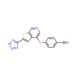 N#Cc1ccc(Oc2cncc3sc(-c4nn[nH]n4)cc23)cc1 ZINC000653857035