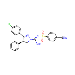 N#Cc1ccc(S(=O)(=O)/N=C(\N)N2C[C@@H](c3ccccc3)C(c3ccc(Cl)cc3)=N2)cc1 ZINC000040392873