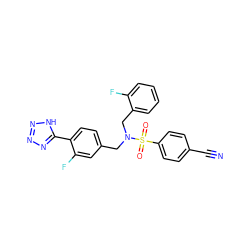 N#Cc1ccc(S(=O)(=O)N(Cc2ccc(-c3nnn[nH]3)c(F)c2)Cc2ccccc2F)cc1 ZINC000049034801