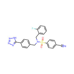 N#Cc1ccc(S(=O)(=O)N(Cc2ccc(-c3nnn[nH]3)cc2)Cc2ccccc2F)cc1 ZINC000049047137