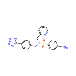 N#Cc1ccc(S(=O)(=O)N(Cc2ccc(-c3nnn[nH]3)cc2)Cc2ccccn2)cc1 ZINC000049037438