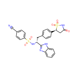 N#Cc1ccc(S(=O)(=O)N[C@H](Cc2ccc([C@@H]3CC(=O)NS3(=O)=O)cc2)c2nc3ccccc3[nH]2)cc1 ZINC000036088405