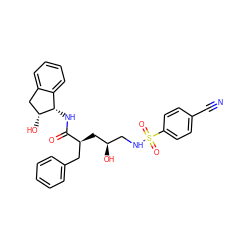 N#Cc1ccc(S(=O)(=O)NC[C@@H](O)C[C@@H](Cc2ccccc2)C(=O)N[C@H]2c3ccccc3C[C@H]2O)cc1 ZINC001772578227