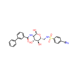 N#Cc1ccc(S(=O)(=O)NC[C@H]2O[C@H](O)[C@H](NC(=O)c3cccc(-c4ccccc4)c3)[C@@H](O)[C@@H]2O)cc1 ZINC000584905280