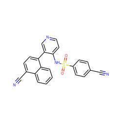 N#Cc1ccc(S(=O)(=O)Nc2ccncc2-c2ccc(C#N)c3ccccc23)cc1 ZINC001772601314