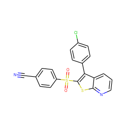 N#Cc1ccc(S(=O)(=O)c2sc3ncccc3c2-c2ccc(Cl)cc2)cc1 ZINC000138688129