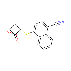 N#Cc1ccc(SC2(C(=O)O)CCC2)c2ccccc12 ZINC000220403092