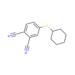 N#Cc1ccc(SC2CCCCC2)cc1C#N ZINC000095559809