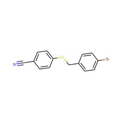 N#Cc1ccc(SCc2ccc(Br)cc2)cc1 ZINC000095558528