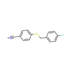 N#Cc1ccc(SCc2ccc(F)cc2)cc1 ZINC000095563002