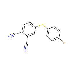 N#Cc1ccc(Sc2ccc(Br)cc2)cc1C#N ZINC000095558656