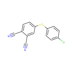 N#Cc1ccc(Sc2ccc(Cl)cc2)cc1C#N ZINC000095562224