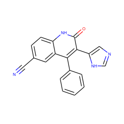 N#Cc1ccc2[nH]c(=O)c(-c3cnc[nH]3)c(-c3ccccc3)c2c1 ZINC000029126522