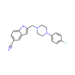 N#Cc1ccc2[nH]c(CN3CCN(c4ccc(F)cc4)CC3)cc2c1 ZINC000053219044