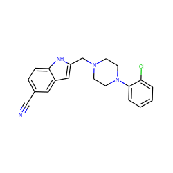 N#Cc1ccc2[nH]c(CN3CCN(c4ccccc4Cl)CC3)cc2c1 ZINC000013835352